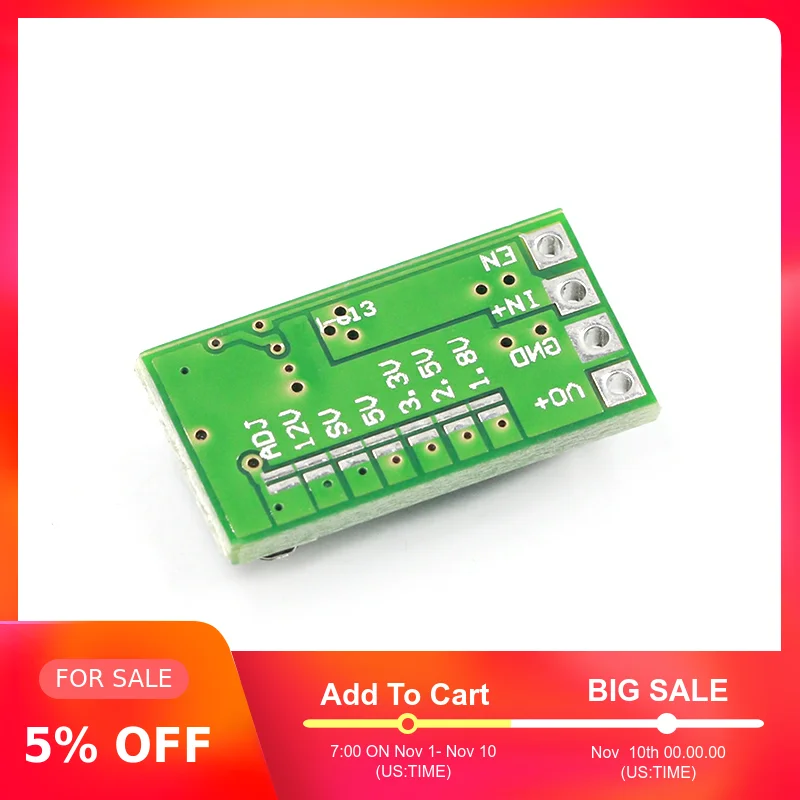 Ультра-маленький Размеры DC-DC Шаг вниз Питание модуль 3A понижающий преобразователь Регулируемый 1,8 V 2,5 V 3,3 V 5V 9V 12V