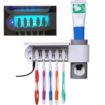 

UV Light Toothbrush Holder Toothpaste Dispenser Solar Energy Bathroom Toothbrush Storage Box Multi-function Storage Holder