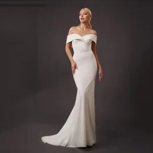 

Sparkly Tulle Mermaid Dress Sweetheart Turndown Collar Leaky Off Shoulder Dresses Zipper Back Bridal Gown For Woman Bride Robe