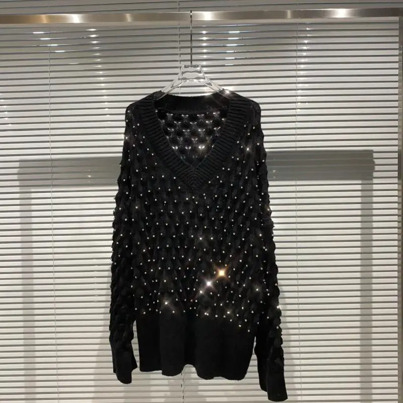 2020 Autumn New Sky Star Rhinestone Shiny V-neck