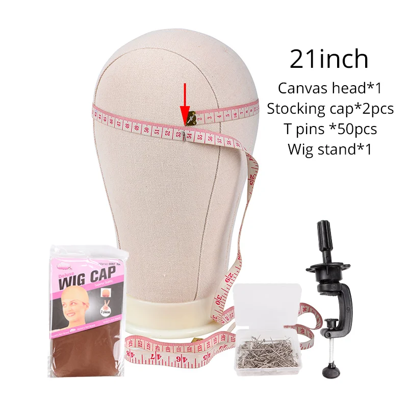 21 Inch Plussign ткани пробковый холст блок голова с держатель подставки для парика набор обучения манекен голова манекена Модель парик делая голову 2"-25" - Цвет: 21 Inch