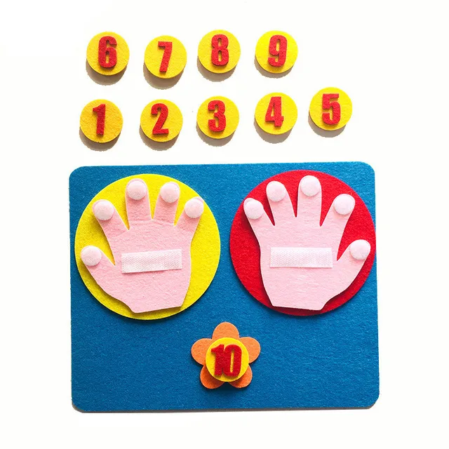 Children Maths Toys Finger Counting 1-10 Learning Montessori Felt Finger Number Teaching Aid DIY Craft Toddler Educational Toys 2