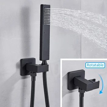 

black handheld shower and hose