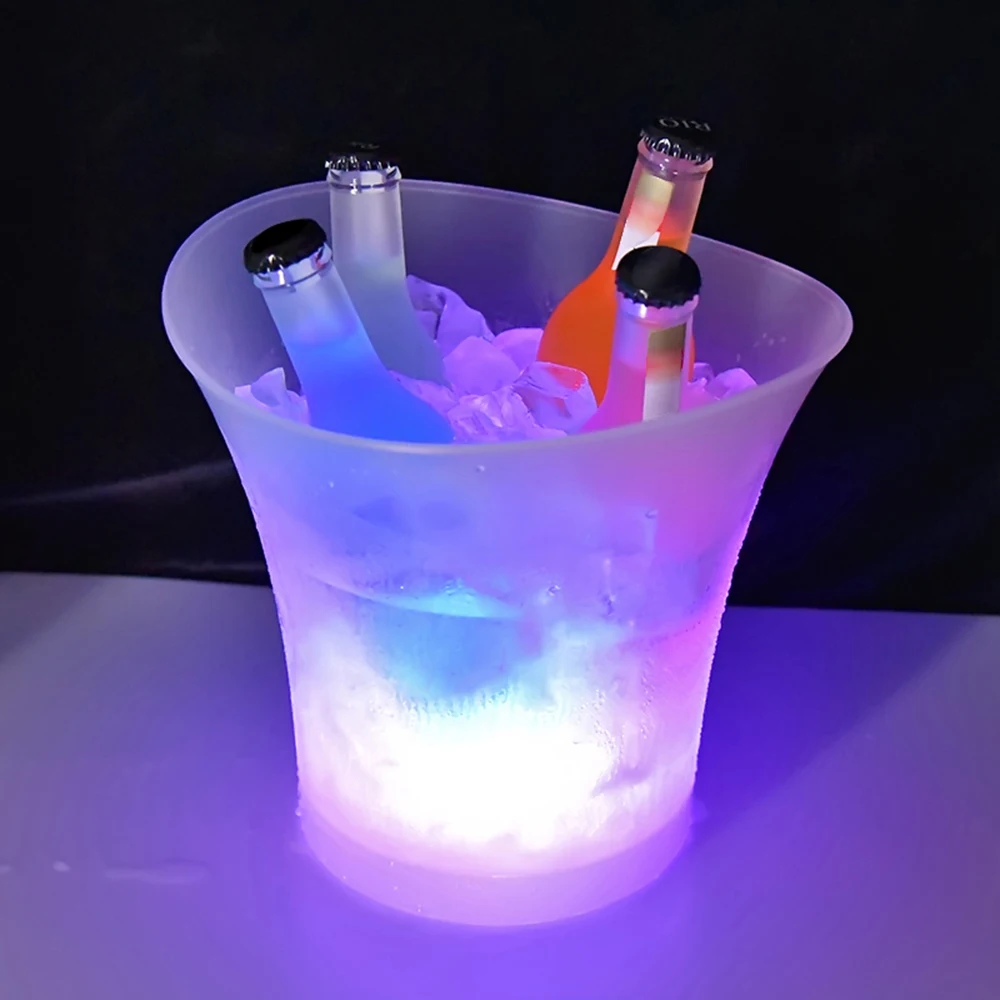 5L ICE Bucket with 6 Color Light Waterproof LED Ice Bucket Bar Nightlub Light Up Champagne Whiskey Beer Bars Party Decor