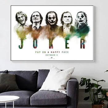 

Modern Movie Joker Canvas Painting Joaquin Phoenix Portrait Posters and Prints Cuadros Wall Pictures for Living Room Home Decor