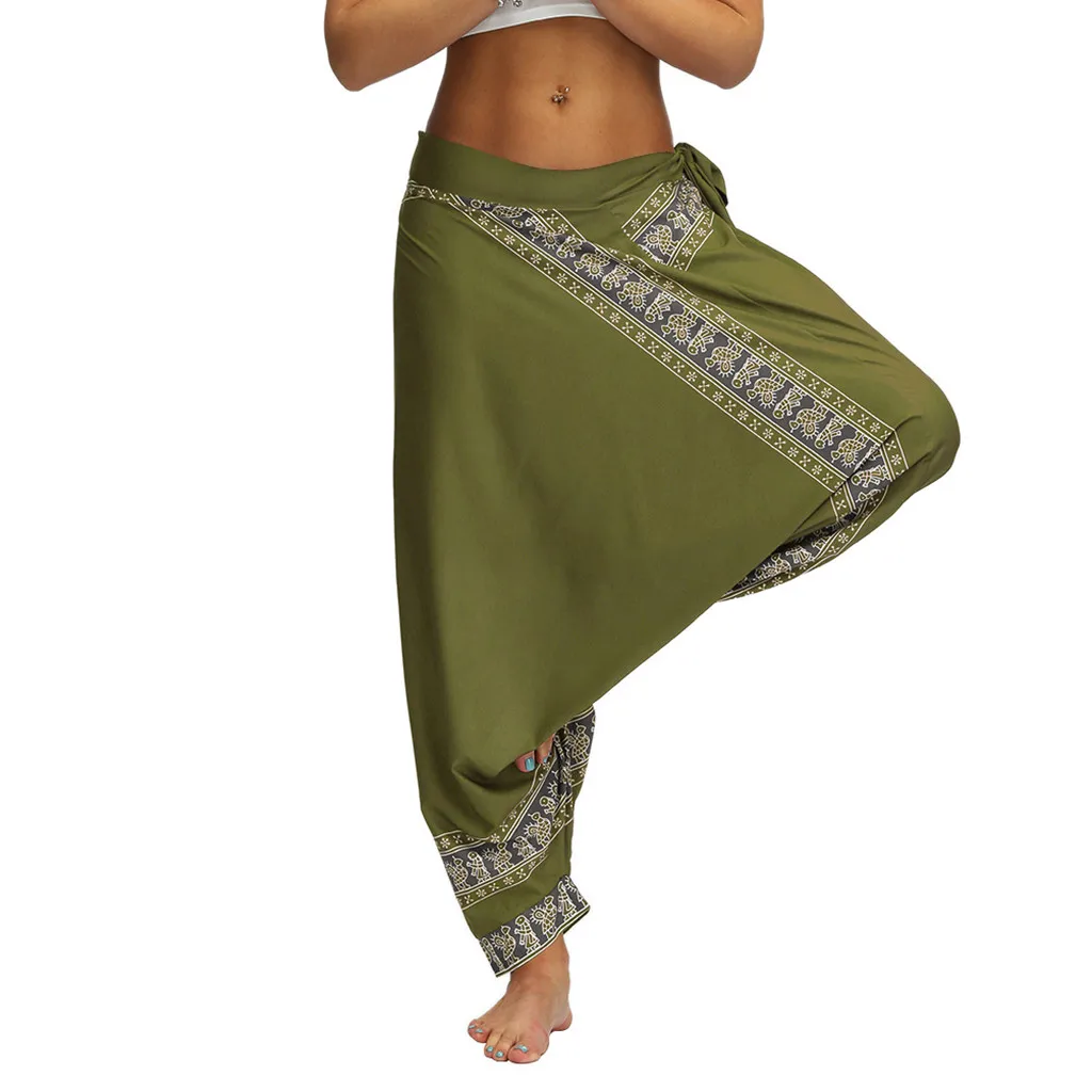 Boho Women Men Pants High Waist Loose Casual Mujer Thai Wide Leg Harem Trousers Baggy Festival Hippy Smock Aladdin Jumpsuit Pant 2