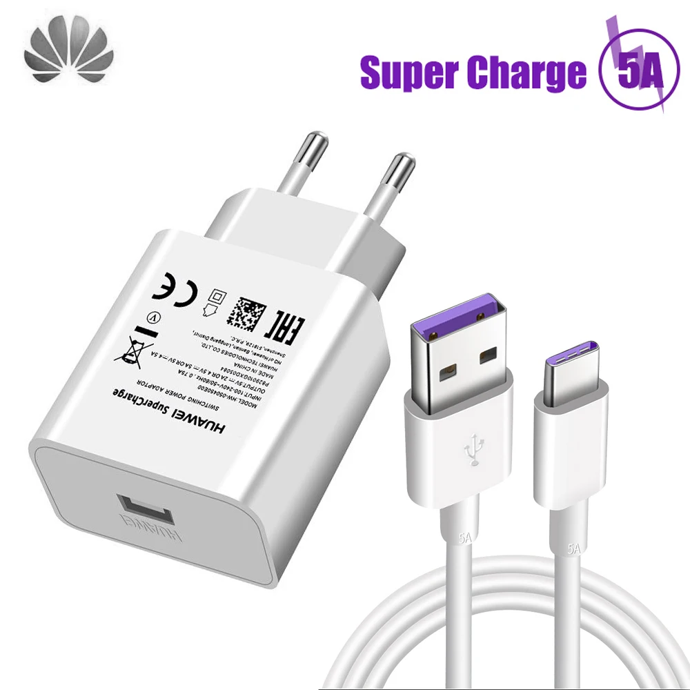 Original Huawei Fast Charger 22.5W Supercharge 5A TypeC Cable For P10 P20 P30 P40 Pro Mate 10 20 RS nova 5T 5i 5z | Мобильные