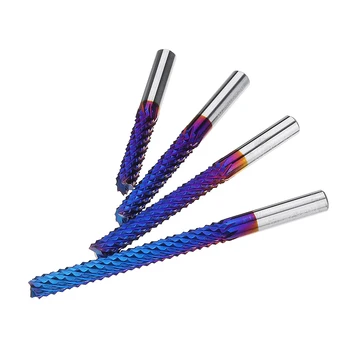 

1pc 6mm Shank 22/25/32/42/52mm Tungsten Carbide Milling Cutter Blue Nano-Coated End Mill for Engraving Machine CNC Router Bits