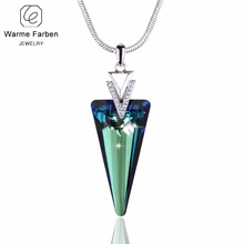 Warme Farben Кристалл от Swarovski треугольный кристалл кулон ожерелье со змеиной цепочкой хорошее ювелирное изделие подарок для леди ожерелье