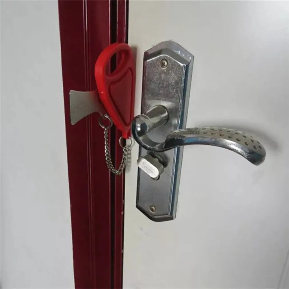 Portable Security Door Locks Self-Defense Door Stop Travel Accommodation Blocker Pp Stainless Iron Door Lock