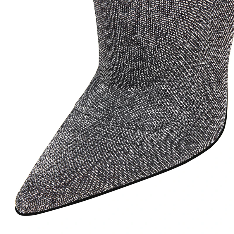 Spring Sexy Women Glitter Over The Knee Boots Winter Bling Thigh Knee High Boots Stiletto Heels Long Sock Boots Party Shoes