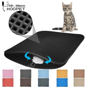 

Hoopet Waterproof Pet Cat Litter Mat Double Layer Cat Litter Trapping Pets Mat Pad Bottom Non-slip Pet Litter Cat Mat Floor