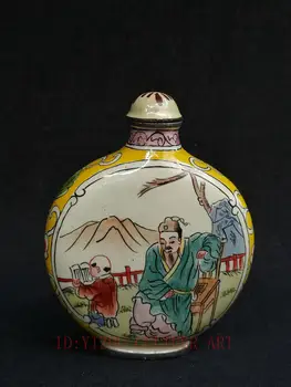 

YIZHU CULTUER ART Collection Vintage art Chinese Cloisonne Painting Teachers and students Figure Snuff Bottle Decoration