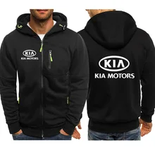 Hoodies Men KIA Car Logo Print Casual Hip Hop Harajuku Long Sleeve Hooded Sweatshirts Mens zipper Jacket Man Hoody Clothing