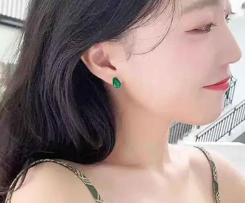 Модные милые серьги гвоздики для бровей OL масляные окрашенные эмалевые зеленые