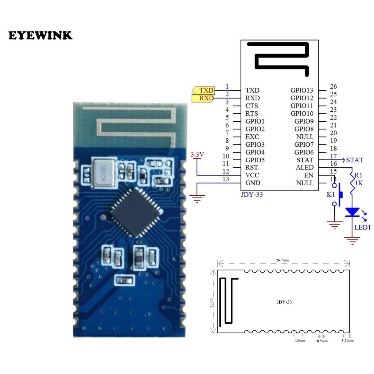 JDY-33 двухрежимный вluetooth spp Bluetooth SPP-C совместим с HC-05/06 slave Bluetooth 3,0