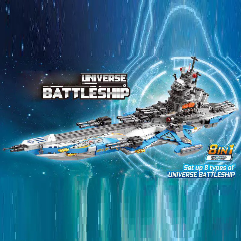 

Super Cosmological Warship Moc Space War 8in1 Building Block Radar Vehicle Fighter Submarine Armored Car Hovercraft Bricks Toys