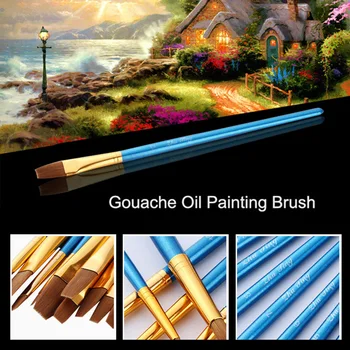 

Artist paint Brush Set Round Pointed Flat Paint Brushes For Acrylic Oil Watercolor Painting 12Pcs Durable