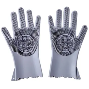 

Reusable Silicon Dish Scrubber Rubber Cleaning Gloves Food Grade Cleaning Sponge Dishwashing Brushs Magic Silicone Gloves