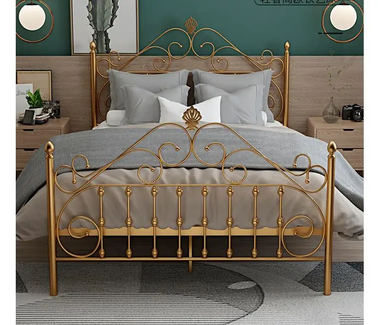 European style light luxury iron bed double iron bed single 1.2m 1.5m 1.8m INS princess web celebrity frame