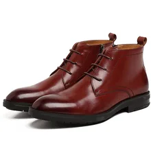 Men Ankle Boots Spring/Autumn Comfortable Footwear Genuine Leather Mens Dress Boots Shoes Lace Up Casual Business Boot