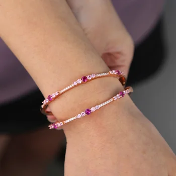 

Rose gold red pink white cz open cuff bangle bracelet for women pinky white fashion bangles 58-60mm