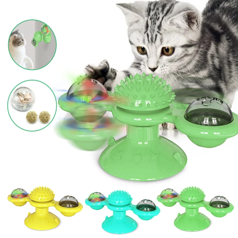 

Cat Toy Pet Supplies 2020 New Spinning Windmill Cat Toy Turntable Tease Cat Toy Scratching and Rubbing Cat Brush