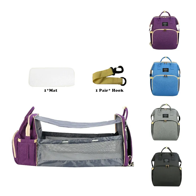 

USB Multifunctional Portable Folding Diaper Bag Baby With Sunshade Bebe Bed Nappy Changing Table For Outdoors