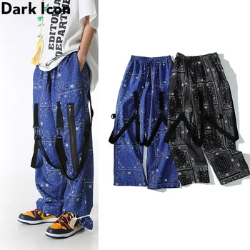 

Dark Icon Bandana Straight Pants with Ribbon 2020 New Fashion Street Pants Men Women 2 Colors