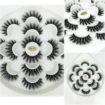

7pairs/lot Eyelashes 6D Silk Eyelashes For Girl Hand Made Natural Long Faux Mink Lashes Vegan Cruelty Free False Lashes Brush