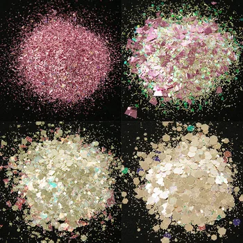 

50g/Bag Holographic Nail Glitter Sequins Powder Mixed Hexagon Colorful Irregular Flakes Gold Pink Nail Art Decoration Sequins H#