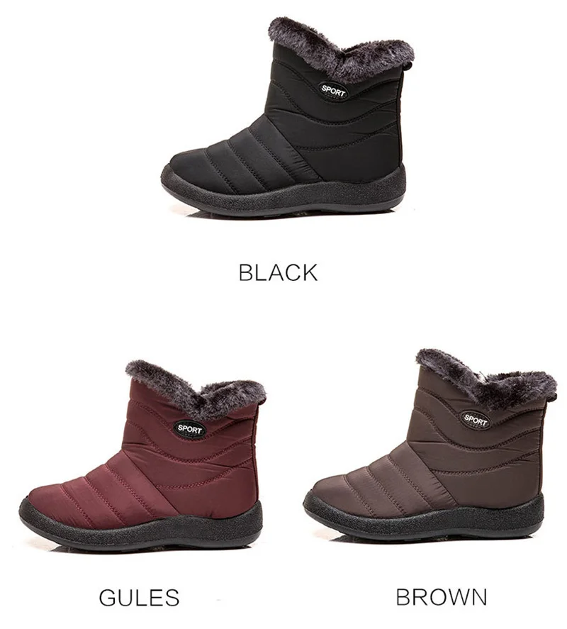 Теплые зимние женские ботинки из водонепроницаемого материала; Легкие Нескользящие ботинки на высоком каблуке; женская обувь из хлопка; Размеры 35-43
