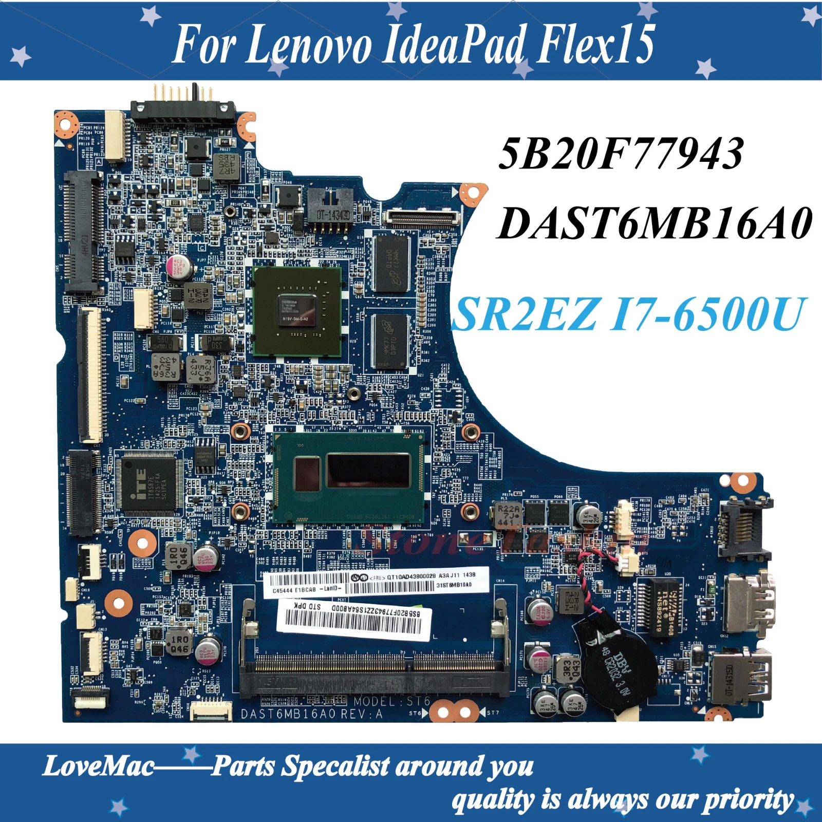 Высокое качество FRU:5B20F77943 для Lenovo IdeaPad Flex15 Материнская плата ноутбука DAST6MB16A0 SR16Q