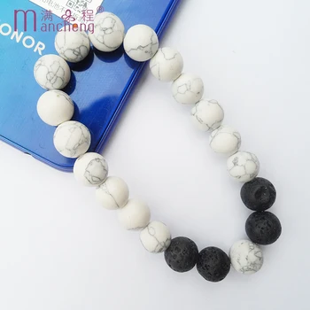 

Couple turquoise lava strand bracelet jewelry Lover's Women style Natural stone volcanic White turquoise bracelet for Women