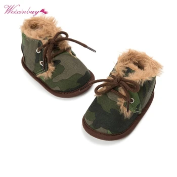 

Baby Boots New Fashion Solid Lace-Up Cross-tied Autumn Winter Baby Shoes Warm Baby Plush Boots Snow Shoes