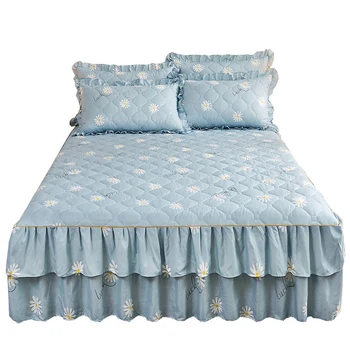 

Thickened Cotton Bed Skirt Type 1.5m Dust Cover Anti Slip Sheet 1.8 Bedspread Single Piece Protective Bedspread Three Piece Set