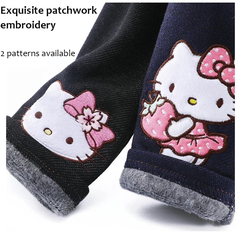 От 3 до 12 лет джинсовые штаны «hello kitty»; леггинсы; плисовые джинсы; брюки; зимняя одежда для маленьких девочек; зимние штаны для девочек; детские леггинсы
