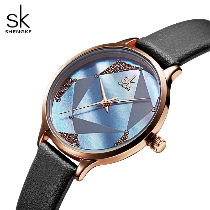 Beste Shengke Creatieve Vrouwen Horloges Lederen Polshorloge Reloj Mujer 2020 Sk Dames Quartz Horloge Klok Montre Femme # K0117
