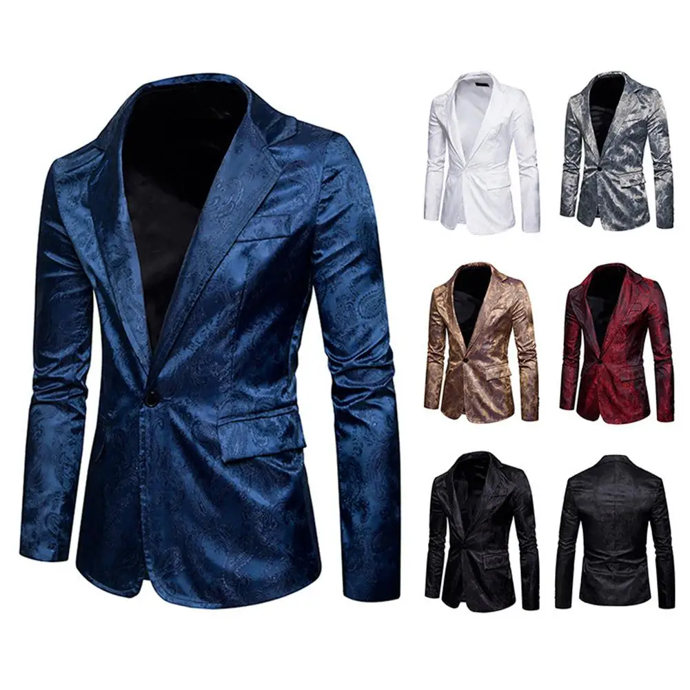 HiMISS мужской тонкий костюм с глубоким v-образным вырезом на одной пуговице с принтом кешью и цветком модное повседневное пальто