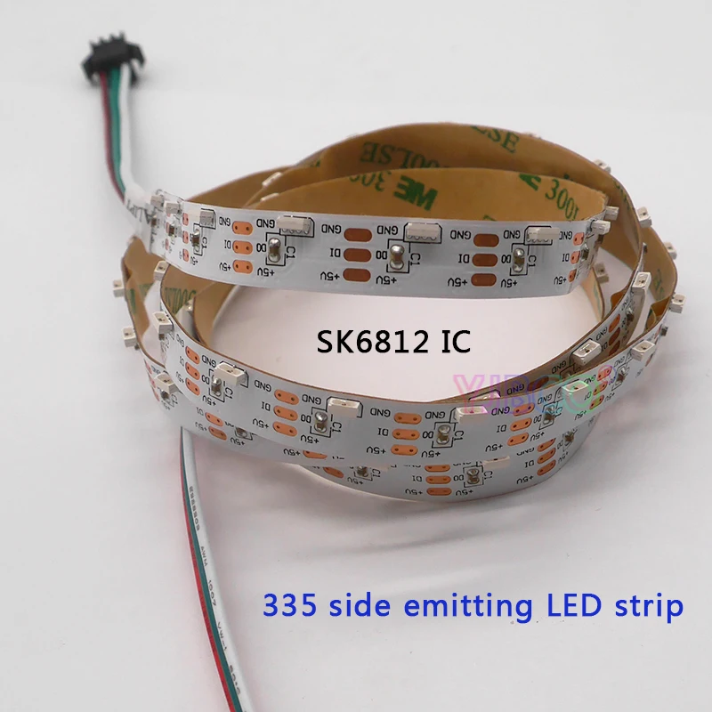 

1m/5m DC5V addressable 60leds/m 90leds/m SK6812 IC controlled side emitting 335 digital LED strip light White PCB IP30