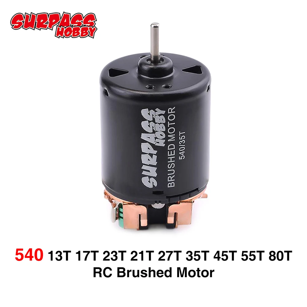 

SURPASSHOBBY 540 Brushed Motor 80T 13T 17T 23T 21T 27T 35T 45T 55T for 1/10 Off-Road Rock Crawler RC Car 540 Brushed Motor