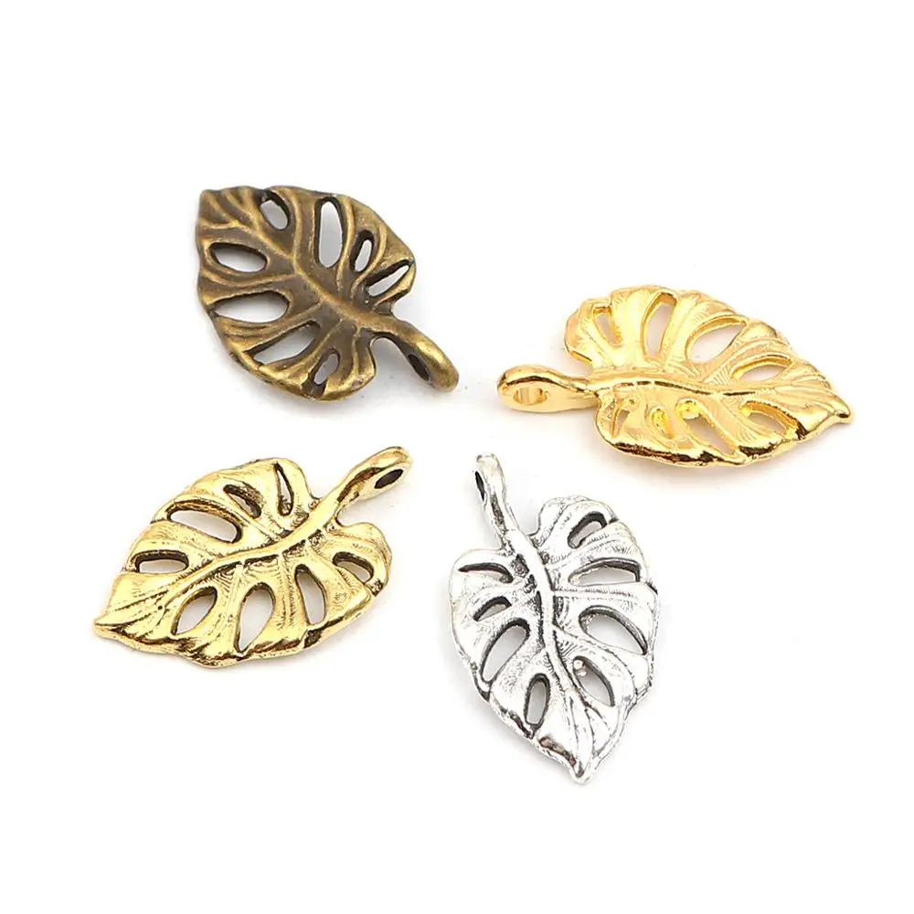 

DoreenBeads Fashion Metal Charms Leaf DIY Making Earrings Necklace Pendants Women Men Fashion Jewelry Gifts 20mm x 12mm, 50 PCs