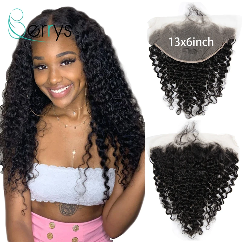 Brazilian 10A 13x6 TRANSPARENT Lace Frontal Ear To Ear Deep Wave Lace Frontals Glueless Bleached Knots Swiss Lace Virgin Hair