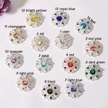 

24mm flower metal rhinestone button flatback embellishment for hair crafts bow DIY 10PCS/LOT(BTN-5747)
