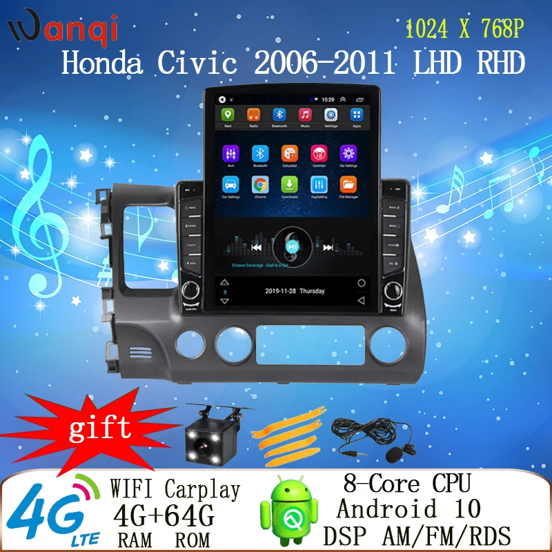 

9.7 inch tesla android car gps dvd radio player for Honda Civic 2006-2011 LHD RHD car gps multimedia CD video vehicle dvd stereo
