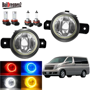 

Angel Eye Fog Light Assembly For Nissan Elgrand E51 2002 2003 Car Front Bumper Fog Lamp Halo Ring Daytime Running Lamp H11 12V