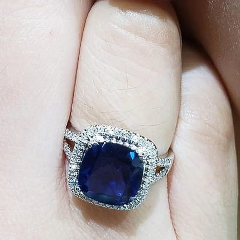 Waliicorners Womens Ring for Party Blue Cubic Zirconia Elegant Lady Finger Accessories 12 H454b01ee646f46209435a9d0eeda3c20j