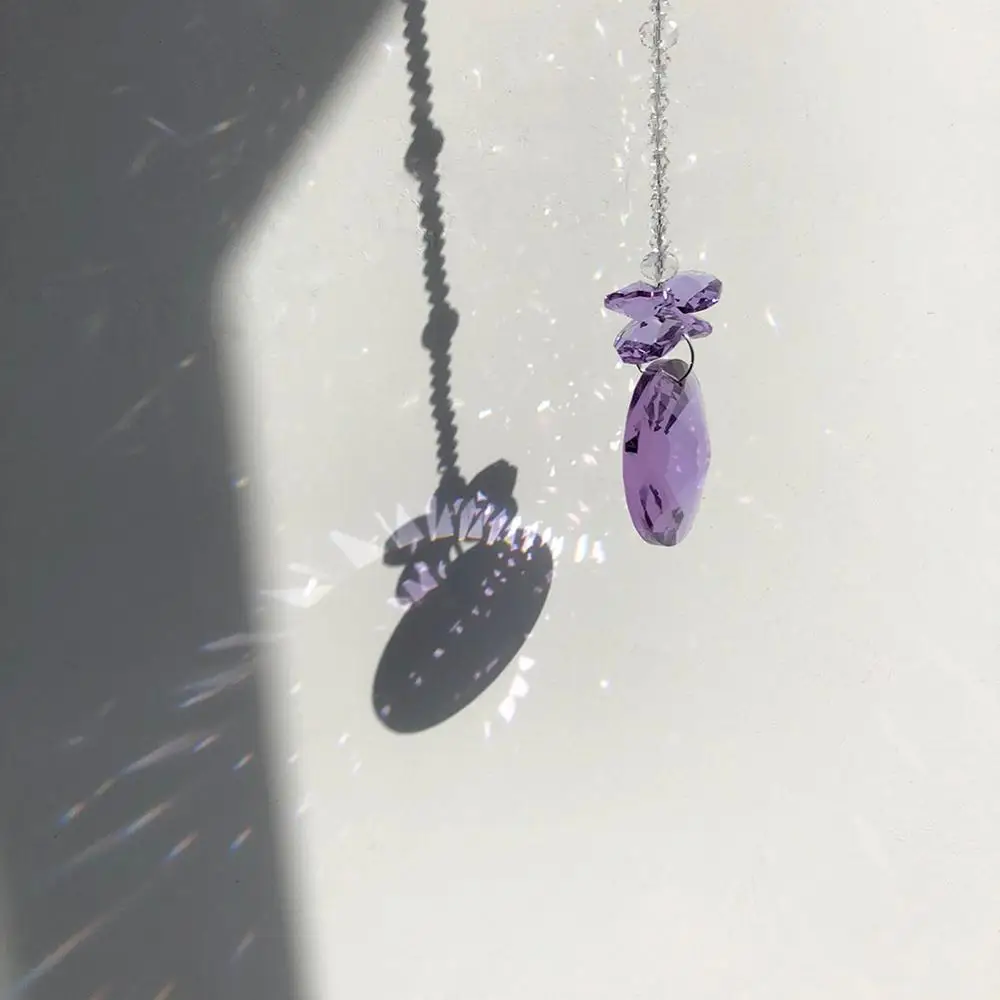 40 мм Фиолетовый Круглый Кристалл Suncatcher Радуга производитель окна висячие орнамент Рождественский подарок дома Свадебные украшения сада