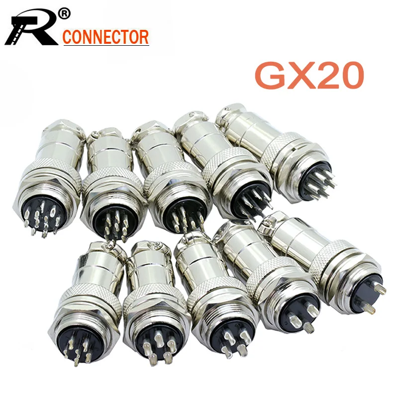 Conector de Aviação Tomada de Tomada de Aviação Conjuntos Macho Fêmea 2 – 3 4 5 6 7 8 9 12 14 Pinos Diâmetro 20mm Conector Circular 10 Gx20 &