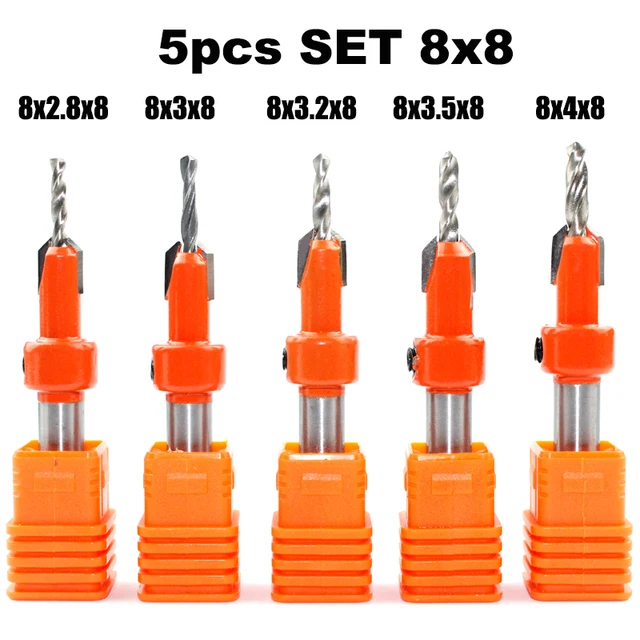 LAVIE 1pc 8mm Shank HSS Countersink Woodworking Router Bit Milling Cutter Screw Extractor Remon Demolition for Wood C08-339 5pcs 8x8mm